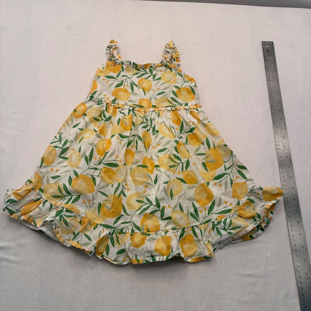 Cynthia Rowley Girls Yellow Lemon Print Ruffle Sun Dress Size 5